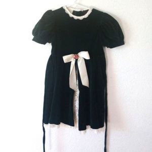 marmellata Girl's Vintage Velvet Hunter Green Ivory Lace Dress size 6